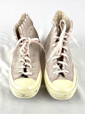 Converse Pink Suede High-Tops with Embroidered Star Accents